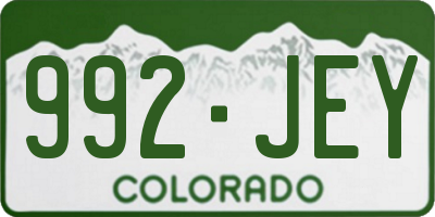CO license plate 992JEY