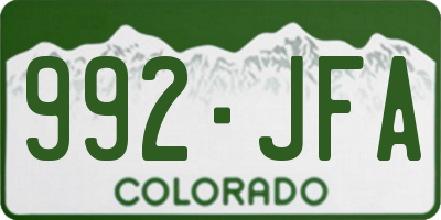 CO license plate 992JFA