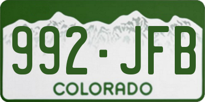 CO license plate 992JFB