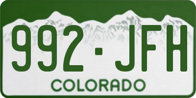 CO license plate 992JFH