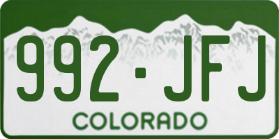 CO license plate 992JFJ