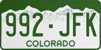 CO license plate 992JFK