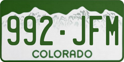 CO license plate 992JFM