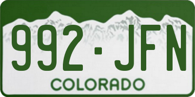 CO license plate 992JFN