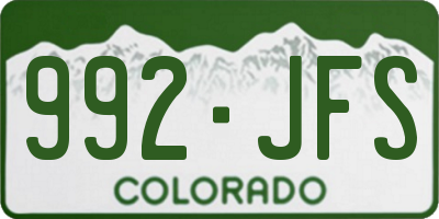 CO license plate 992JFS