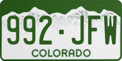 CO license plate 992JFW