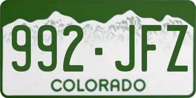 CO license plate 992JFZ