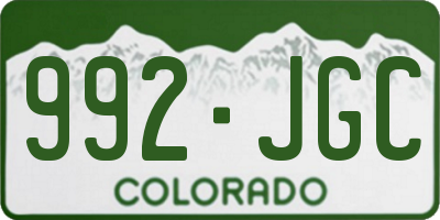 CO license plate 992JGC