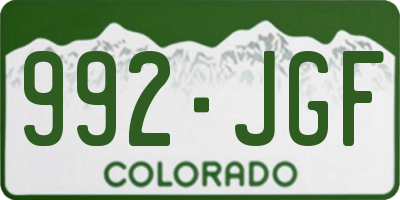 CO license plate 992JGF