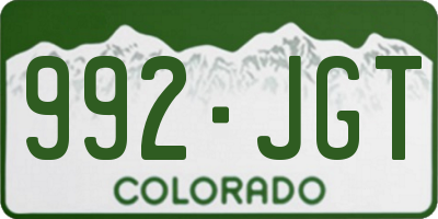 CO license plate 992JGT