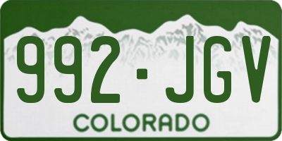 CO license plate 992JGV