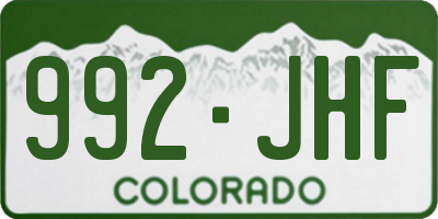 CO license plate 992JHF