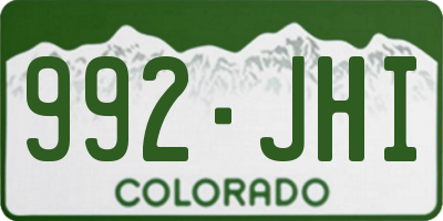 CO license plate 992JHI