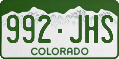 CO license plate 992JHS