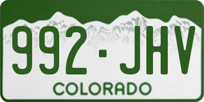 CO license plate 992JHV