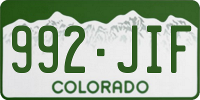 CO license plate 992JIF