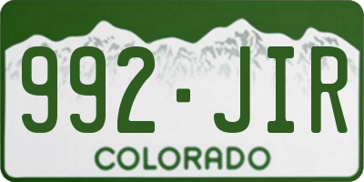 CO license plate 992JIR