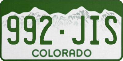 CO license plate 992JIS