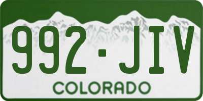 CO license plate 992JIV
