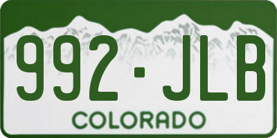CO license plate 992JLB