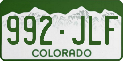 CO license plate 992JLF