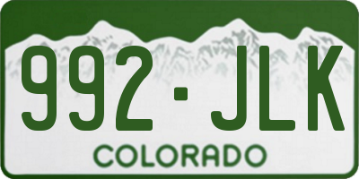 CO license plate 992JLK