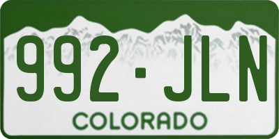 CO license plate 992JLN