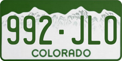 CO license plate 992JLO