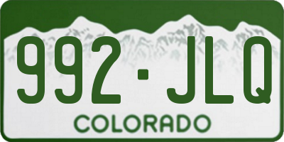 CO license plate 992JLQ