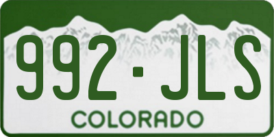 CO license plate 992JLS