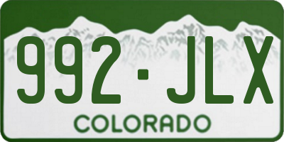 CO license plate 992JLX