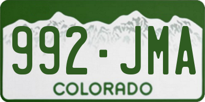 CO license plate 992JMA