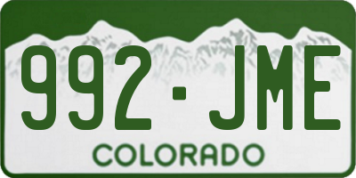 CO license plate 992JME