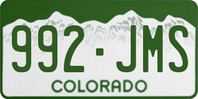 CO license plate 992JMS