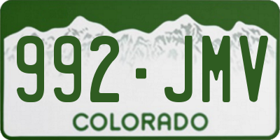 CO license plate 992JMV