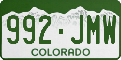 CO license plate 992JMW