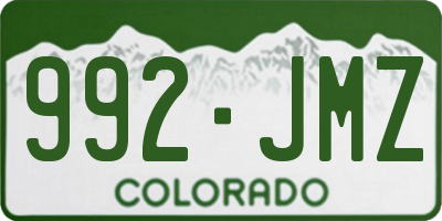 CO license plate 992JMZ