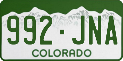 CO license plate 992JNA