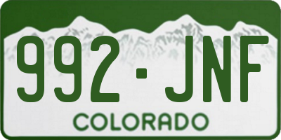 CO license plate 992JNF