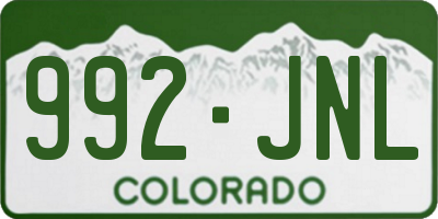 CO license plate 992JNL