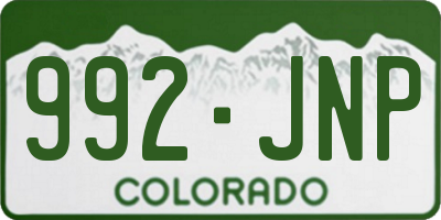 CO license plate 992JNP