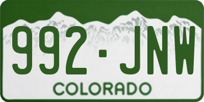 CO license plate 992JNW