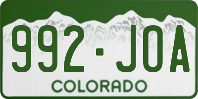 CO license plate 992JOA