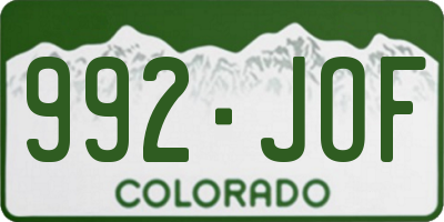 CO license plate 992JOF