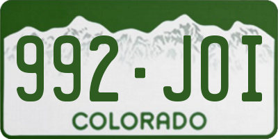CO license plate 992JOI