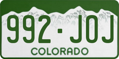 CO license plate 992JOJ
