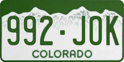 CO license plate 992JOK