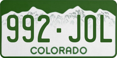 CO license plate 992JOL