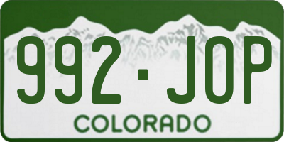 CO license plate 992JOP