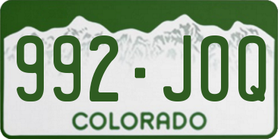 CO license plate 992JOQ